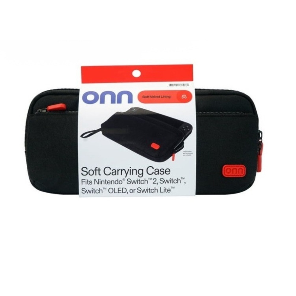 onn Soft Carrying Case for Nintendo Switch OLED Lite Black Travel Pouch 10 Slots